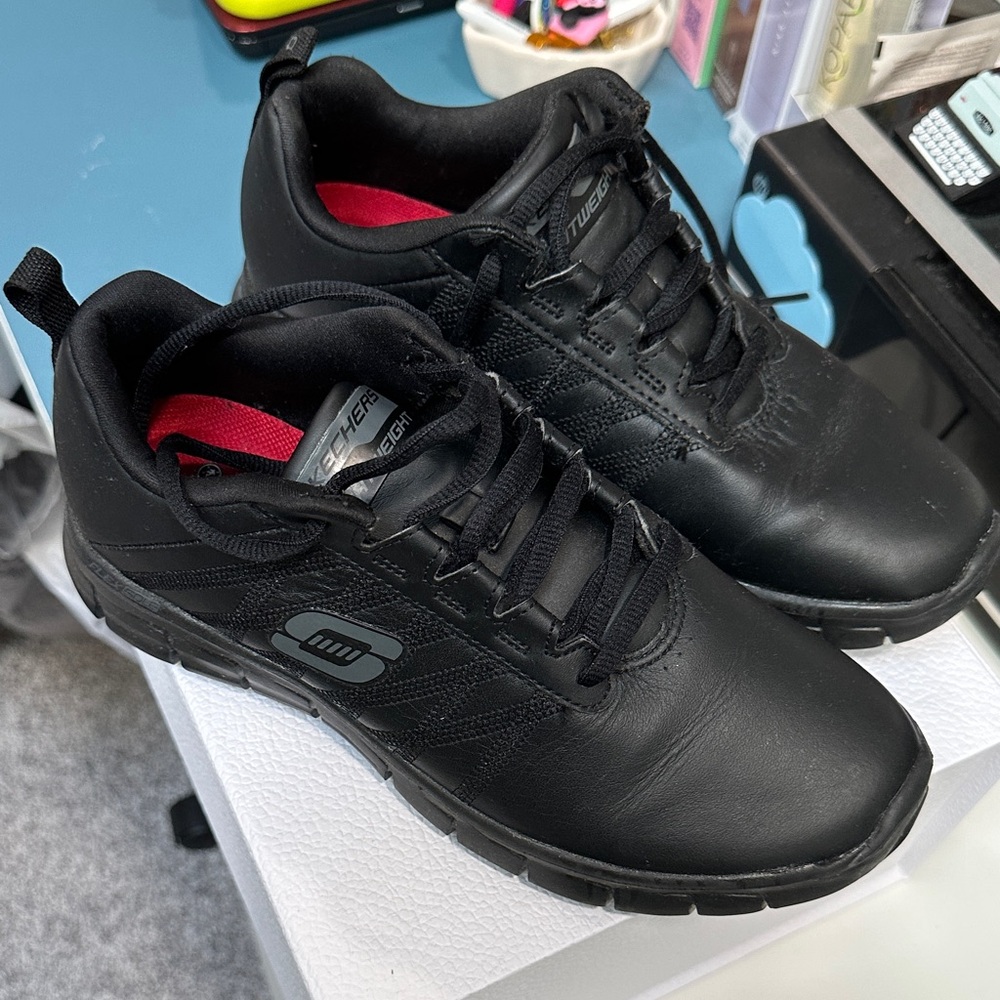 Skechers black Slip Resistant Sneakers